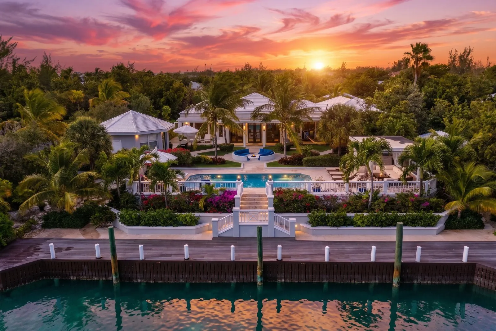 Sunset over the Turks and Caicos coastline near the villa.
